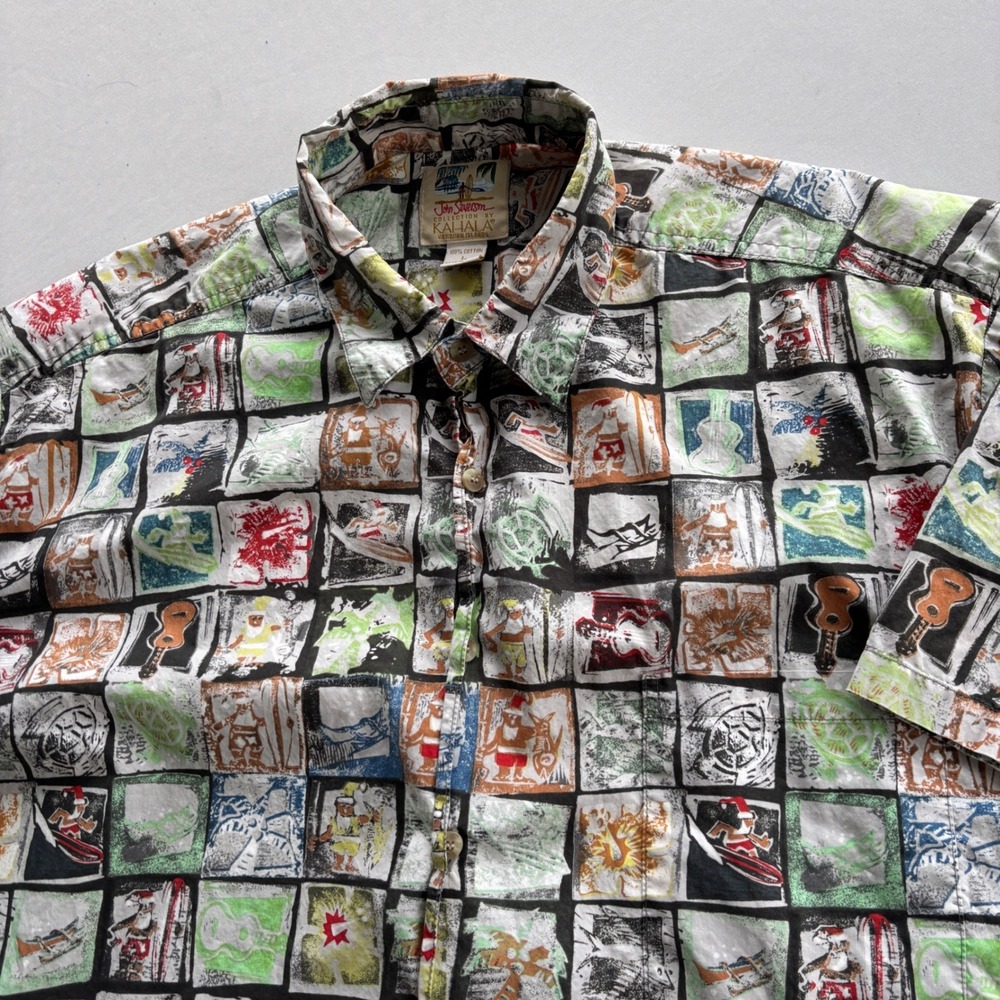 Kahala John Severson Shirt Mens Large Multicolor Christmas‎ Surf Hawaiian Cotton